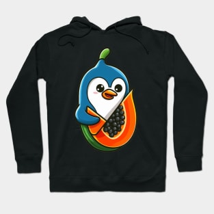 Papaya Penguin Paradise: Whimsical Fruit and Arctic Charm Hoodie